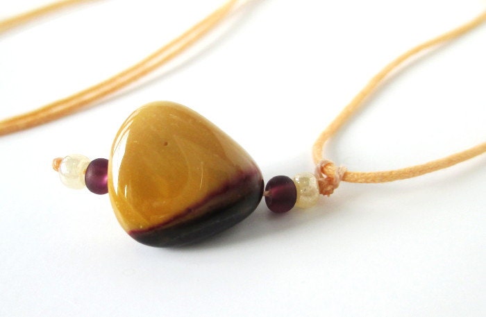 Mookaite Jasper Nugget Adjustable Pendant (dusty purple and deep yellow)