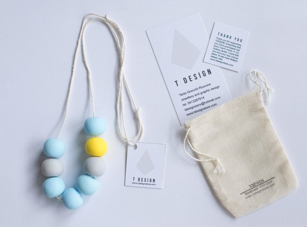 Bubble Necklace Sunshine - sun yellow, blue and grey
