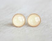 LIGHT GOLD - Gold Earrings Studs - Small Gold Stud Earrings - Polymer Clay and Resin Post Earrings withShimmer