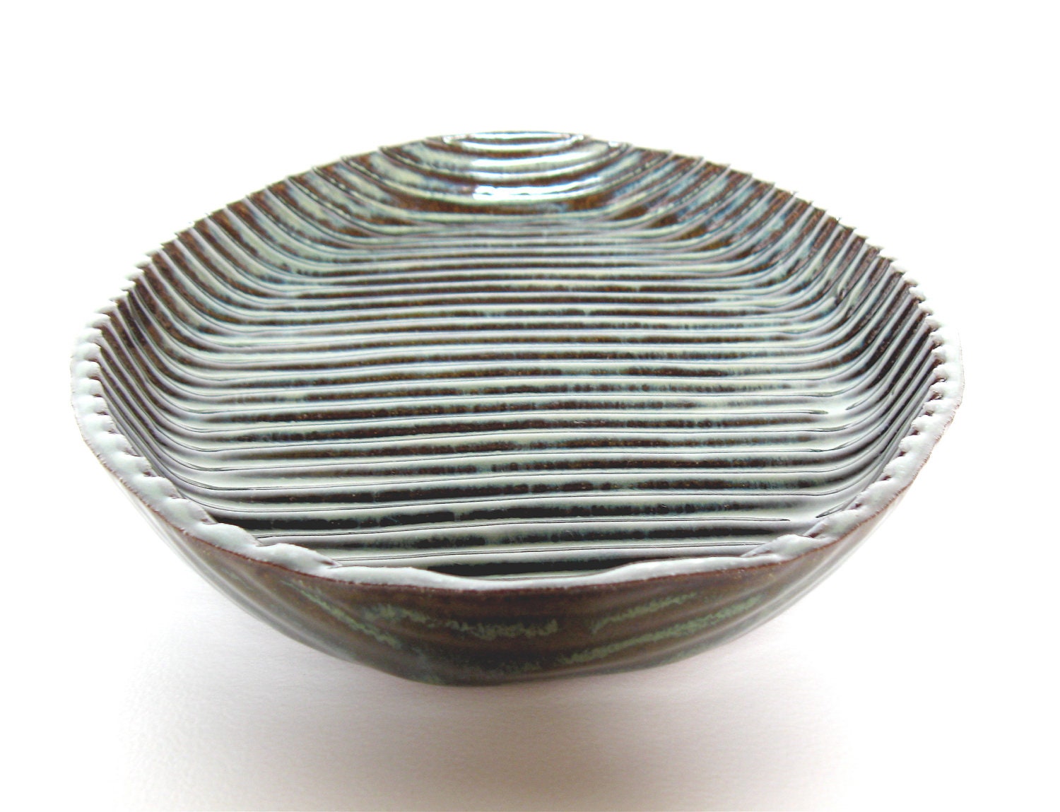 Modern Serving Platter, stoneware ceramic pottery abstract contemporary small oval dish in dusky iridescence