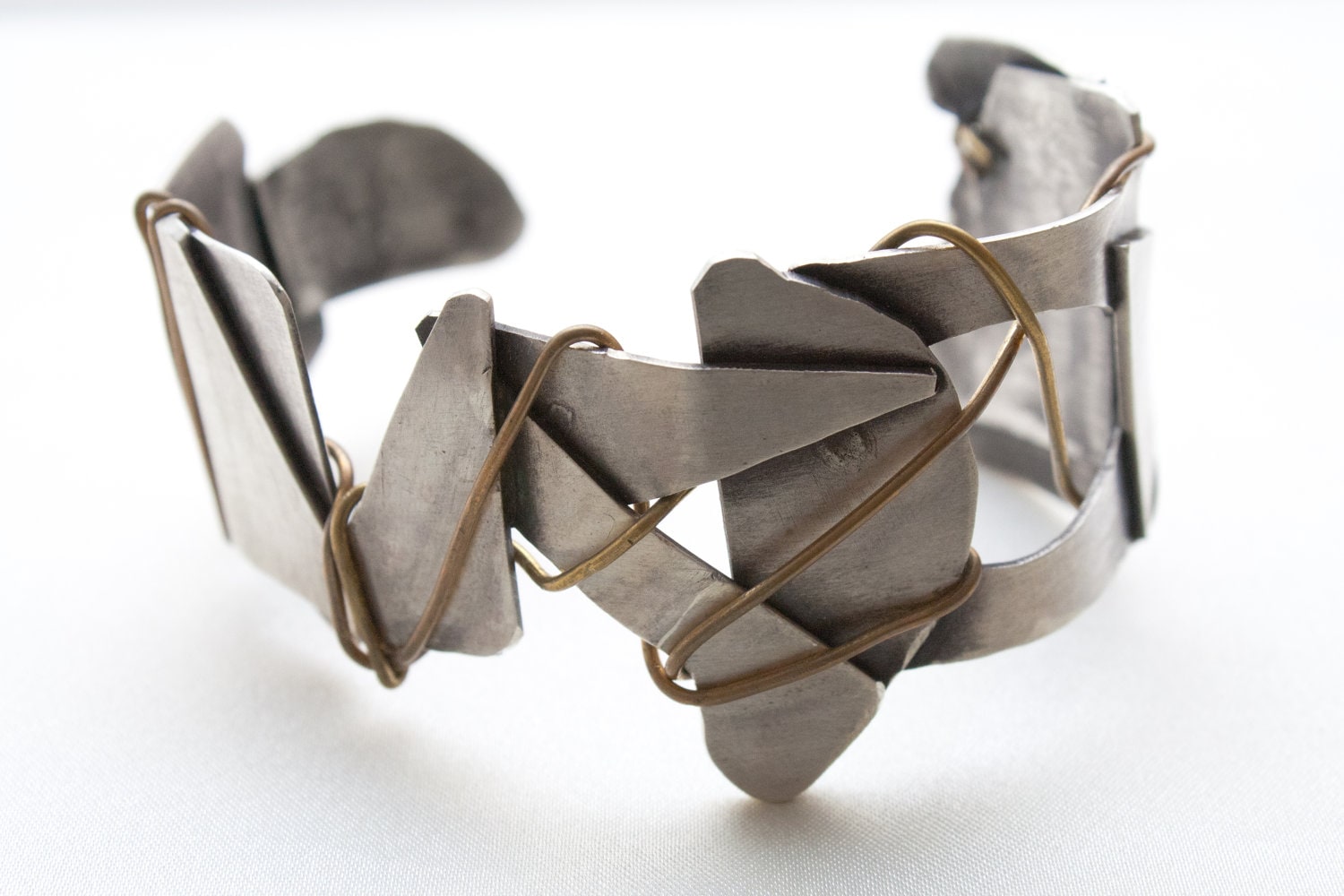Silver Brass-Bound Patchwork Cuff