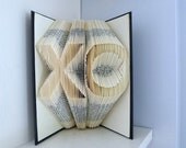 Paper Anniversary Gift - Boyfriend or Girlfriend Anniversary - XO Hug and Kiss - Folding Book Sculpture - Wedding Decoration