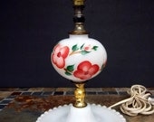 Hand Painted Milk Glass Lamp