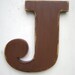 Christmas gift brown wood letter J primitive rustic home decor wedding decor initials