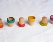 Rainbow Stacking pots - montessori inspired, waldorf wooden toy for sorting