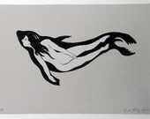 Selkie - stone lithograph original print
