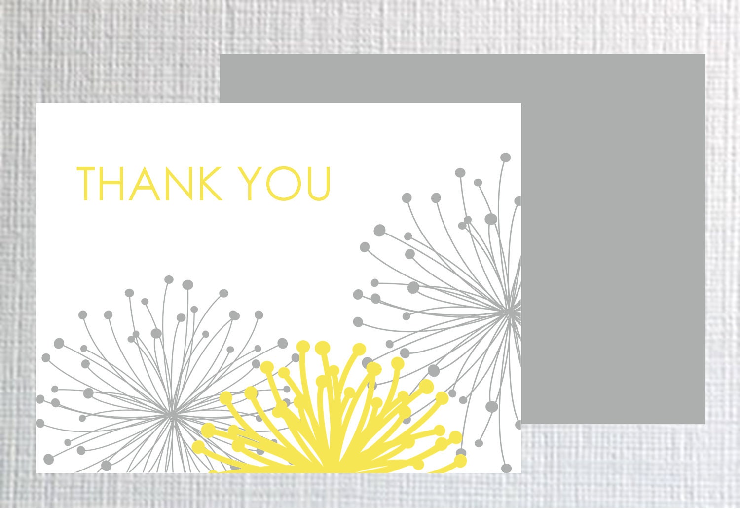Modern Gray and Yellow Flowers Thank You Cards- Personalized