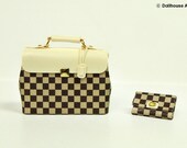 LV Ooak Designer Handbags Bag Purse with Wallet 1/12 Dollhouse Miniatures handmade (L6)