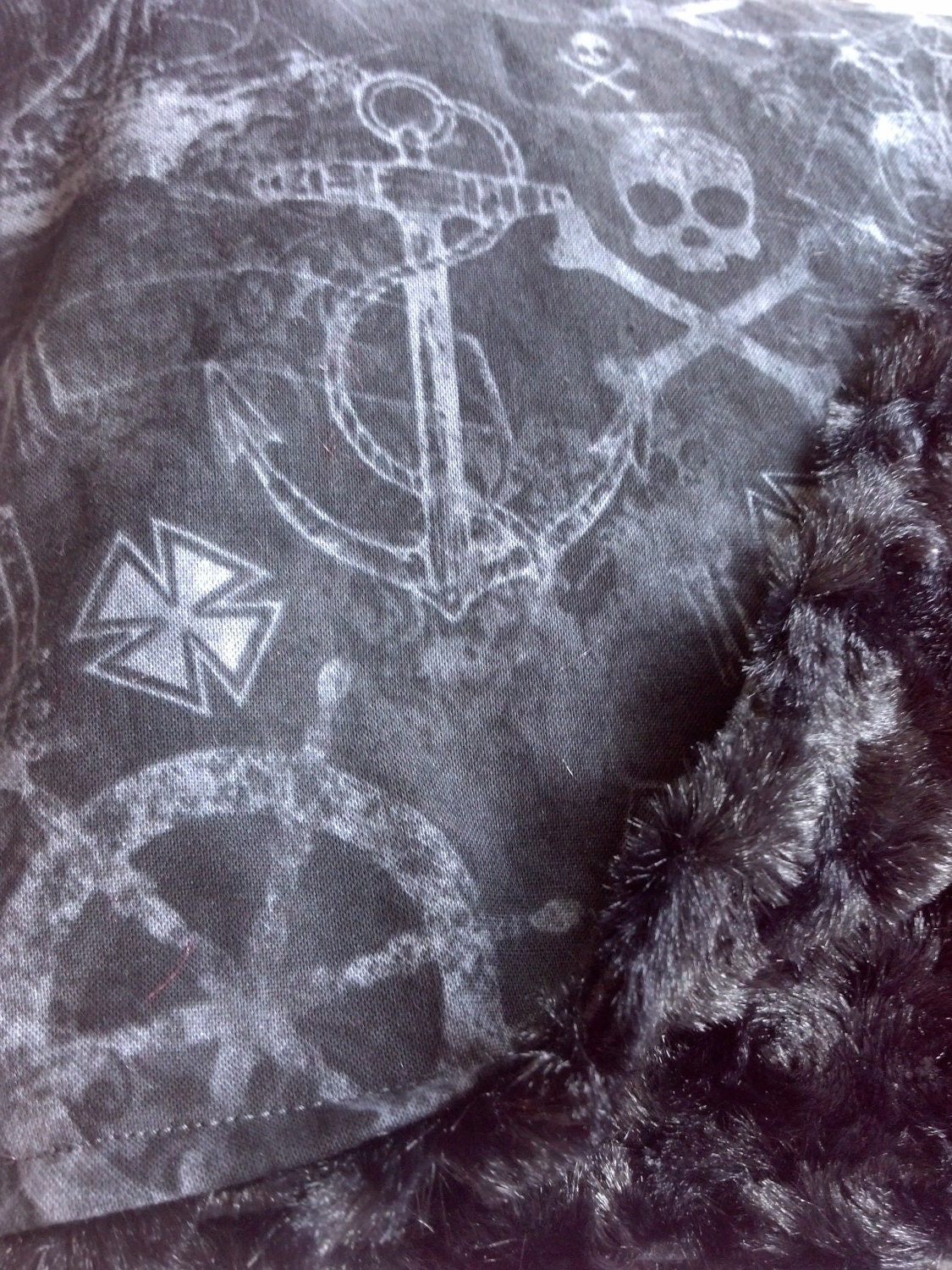 Pirates Life For Me Cross Bones Black and Gray TODDLER Blanket  - Ready To Ship