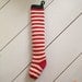 Handknit Christmas Stocking Red Farmhouse Stripes