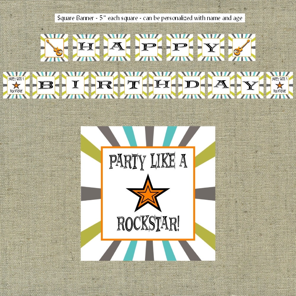 Rockstar Themed Printable Square Banner
