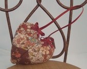 Handcrafted Miniature Strip-Quilted Chrevron Hanging Calico Heart