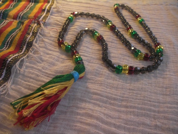 Acrylic Jah Beads (Rastafarian Prayer Beads) with Translucent Accent Beads
