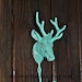 SHABBY CHIC WHITE Deer w/ Antlers Wall Hook /Lodge, Cabin Decor /Towel Holder /Metal Accessory Hanger /Boys Room /Man Cave