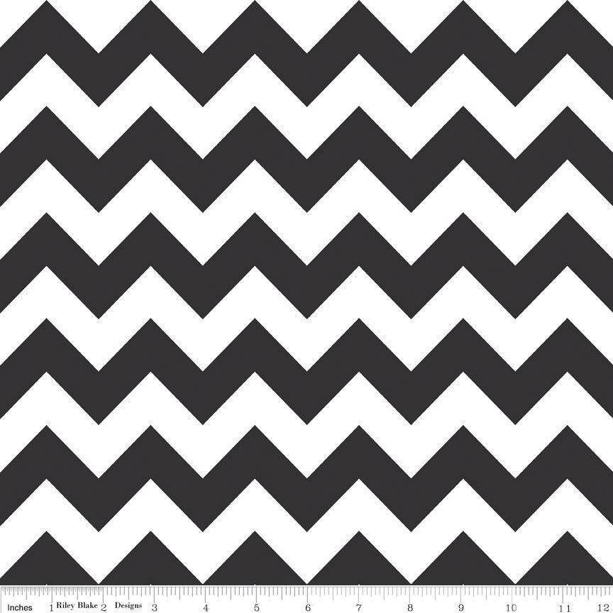 Chevrons (Medium 2 in) by Riley Blake - Black - Half Yard