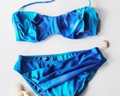 Vintage Bikini -Blue Swimwear -Bathers -Bandeau Bikini set -Underwire Swimsuit - Size 44 C Cup