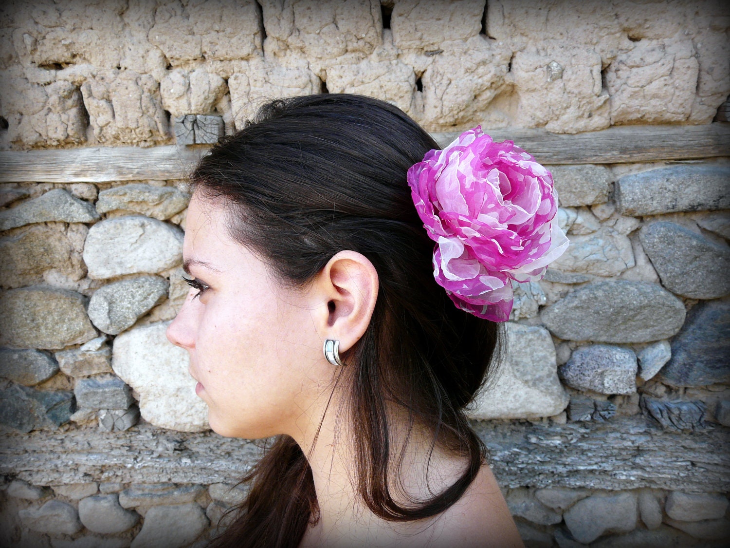 Pink Wedding Hair Flower, Fuschia Flower, Magenta Bridal Fascinator, Bridesmaid Hairpiece, Pink Peony