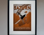 Retro Sci-Fi Saturn Travel Poster - 13x19 Print