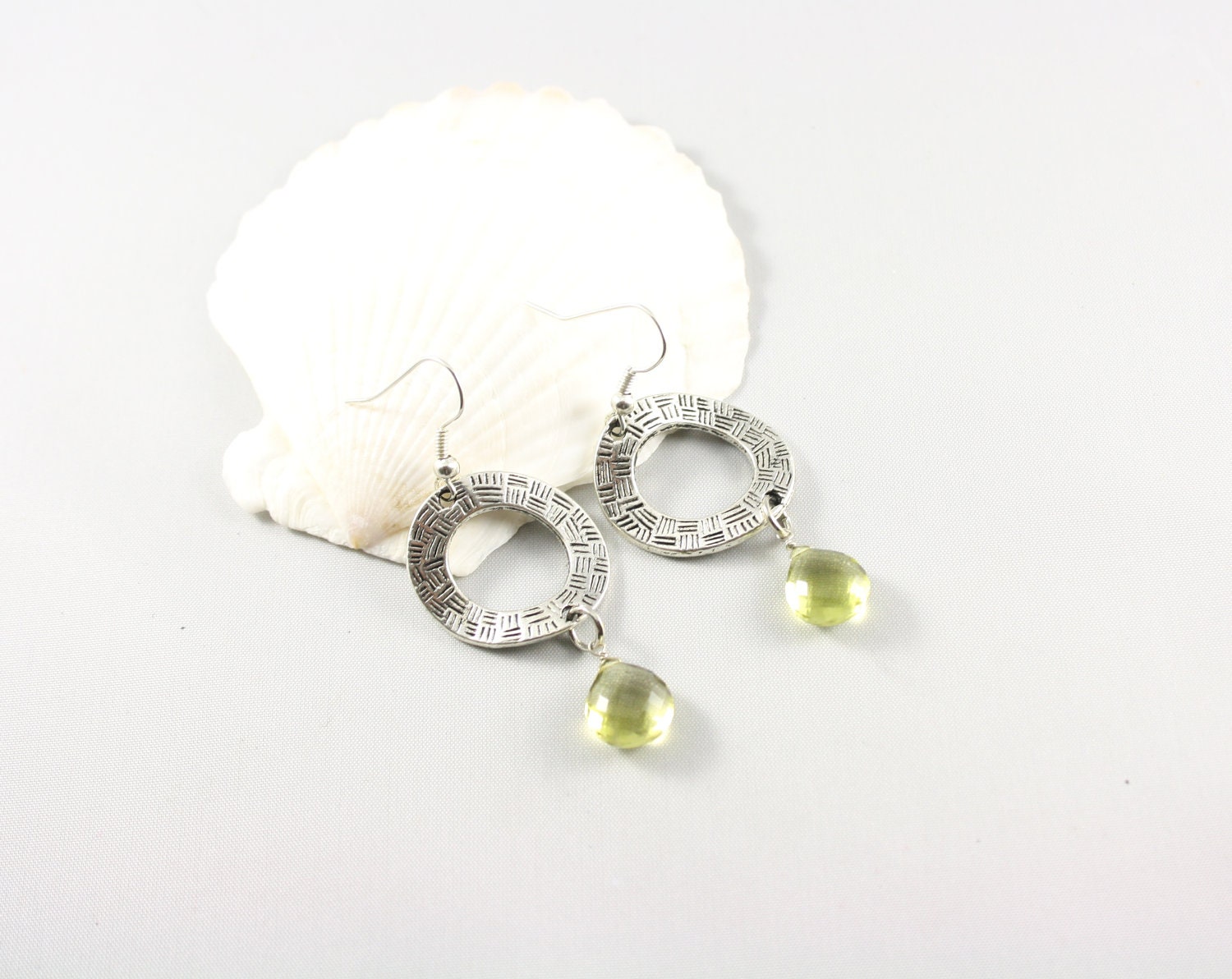 Briolette Earrings -Gemstone Drop Earrings -Lemon Quartz Dangle