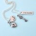 best friend necklace in silver, friendship necklace, bff, key and lock necklace, besties, couple necklace by jewelmango