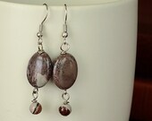 Coffee Bean Jasper and Silver Dangle Earrings.