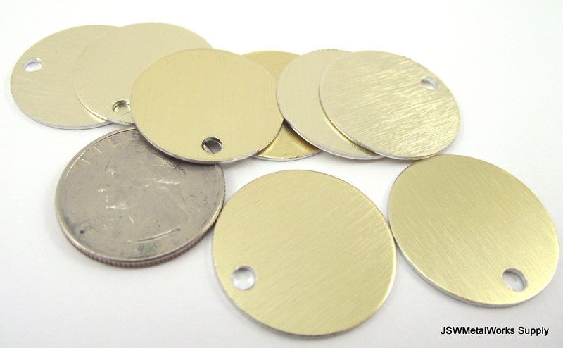 20 Large Gold Aluminum Tags, Large Blank Discs