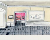 At the Met (original watercolor painting)