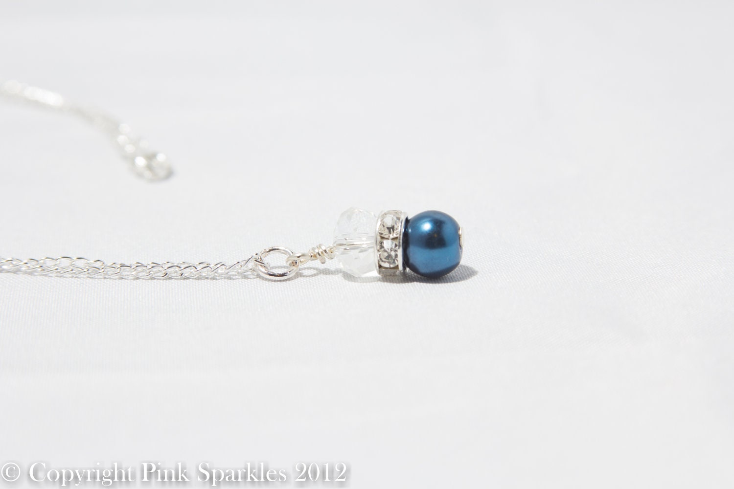 Midnight Blue Pearl and Crystal Necklace