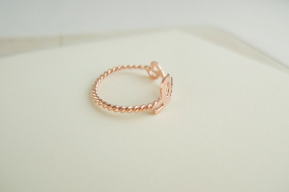rose gold love ring with twisted ringband us size 5 - 9
