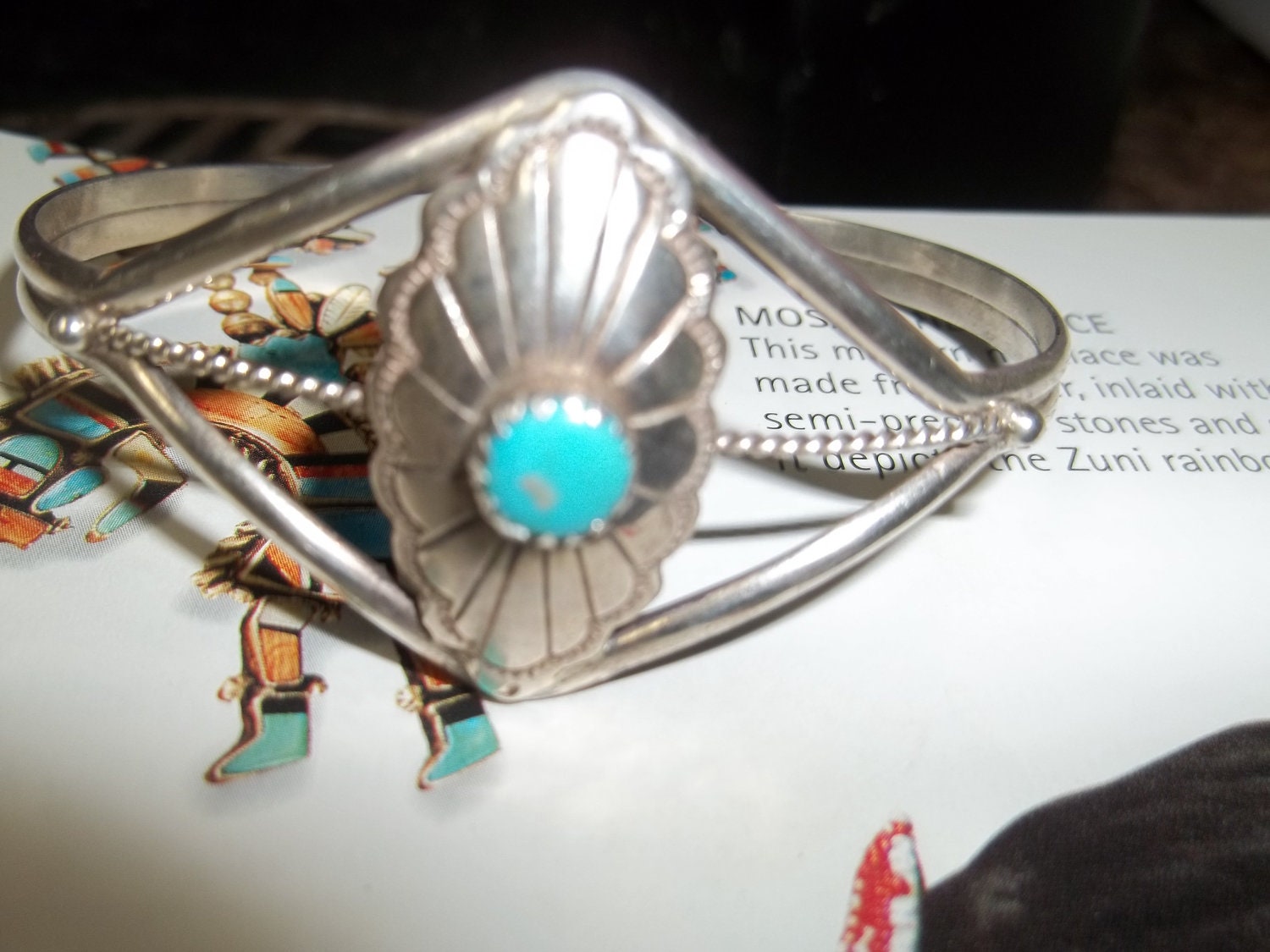 Turquoise and Silver Cuff Bracelet  Native American