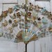 VIntage antique metal tole ware wall fans distressed rusty aqua white shabby wall decor Anita Spero