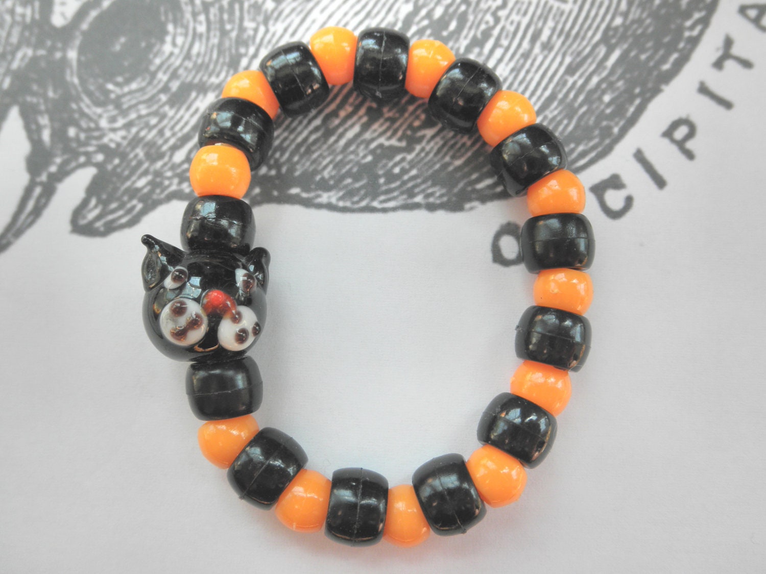 Halloween Party Favors Stretch Black Cat Bracelets Set of 4