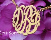 Handcrafted Monogrammed  Necklace  Medium Size (Order Any Initials) - 24K Gold overlay