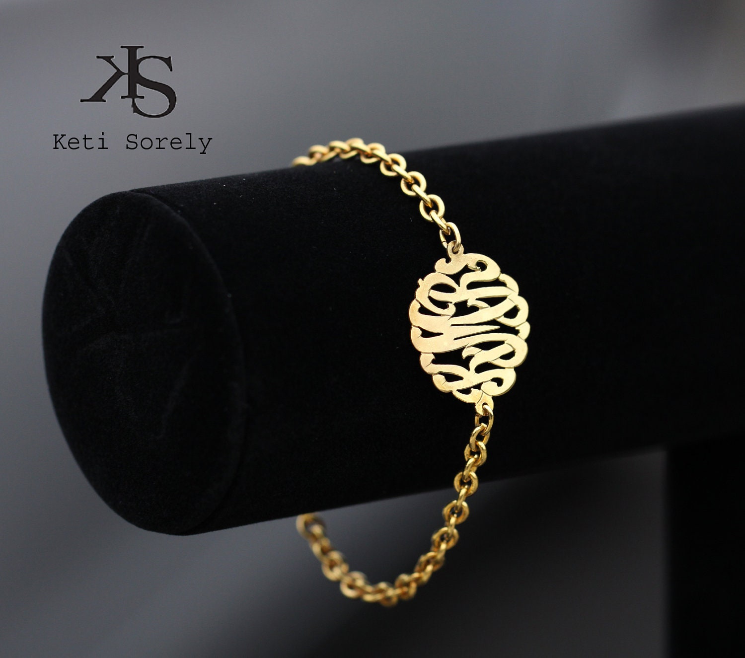 Monogrammed Initials Bracelet Small (Order Any Initials) - with Gold Overlay