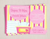 Diaper and Wipe Custom Printable Baby Shower Invitation Pink & Yellow Baby Girl Il_170x135