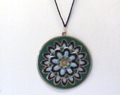 Handmade Necklace With Large Round Focal in a Floral Pattern