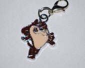 Tasmanian Devil enamel clip charm, zipper pull, backpack, cell phone,  purse clip, bracelet, necklace or scrapbooking.