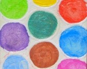 Lollypops original watercolor mounted on Porcelain Tile  6"x 6" by New York artist Joan Reese