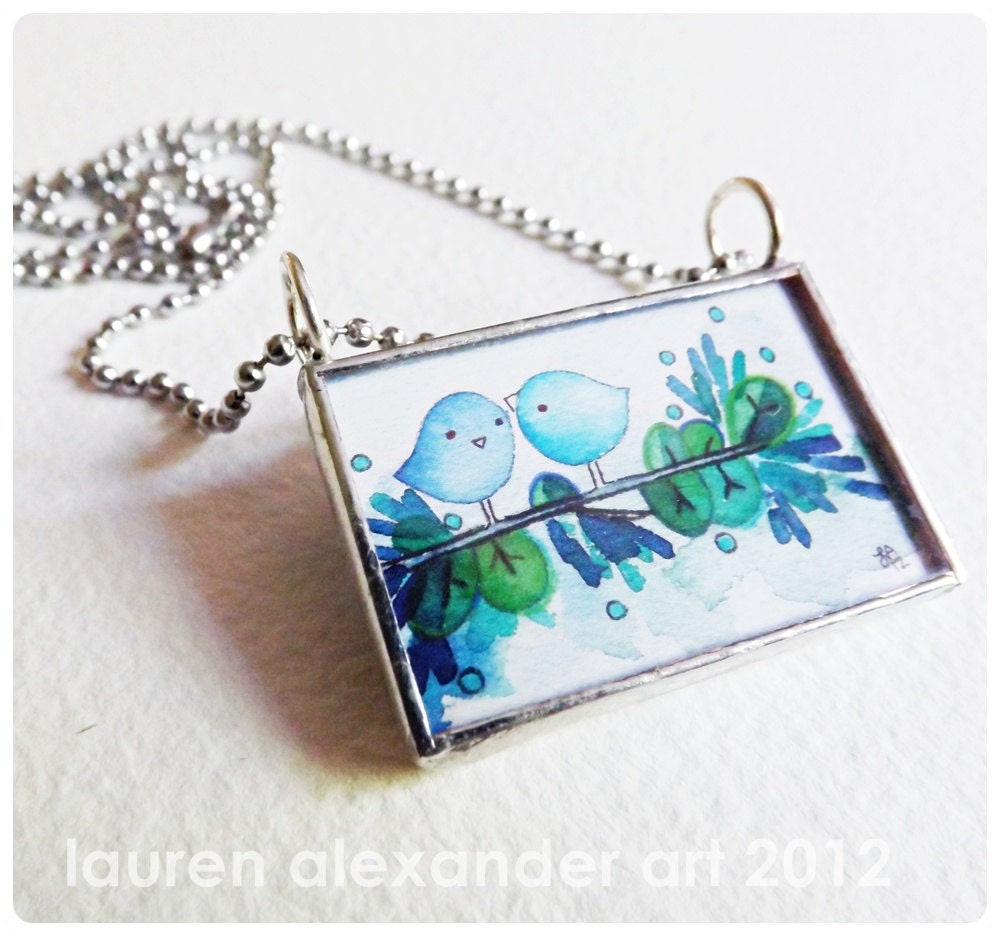 January and Lace - Soldered Glass Necklace Art by Lauren Alexander