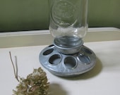 Primitive Galvanized Metal Chicken Feeder With Glass Mason Jar