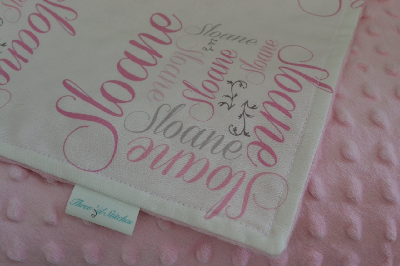 Personalized Minky Name Blanket-  baby gift, baby shower, birthday, new baby, stroller blanket, tummy time, travel, minky