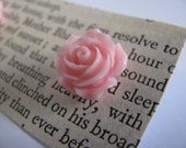 Pale Pink Rose Cabochon Resin Earrings