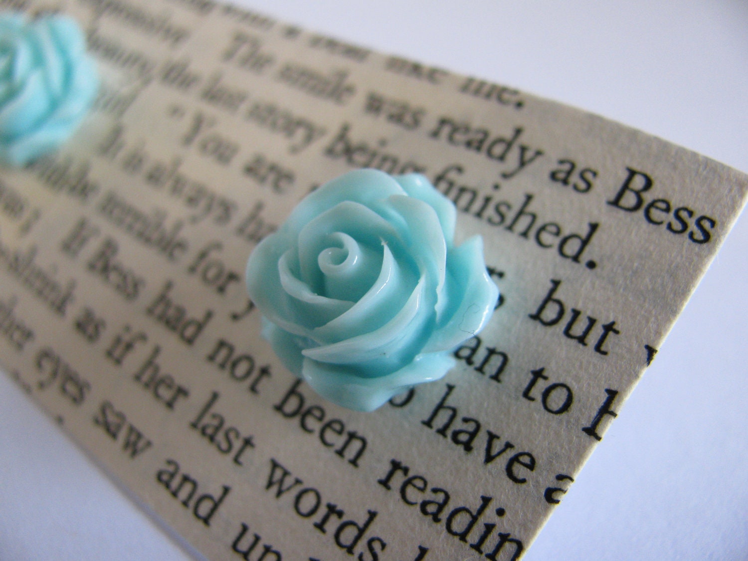 Baby Blue Rose Cabochon Resin Earrings
