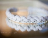 Chenille Baby Halo, Newborn Photo Prop, Chenille Baby Headband, Baby Girl or Boy Headband, White and Silver Chenille Halo, Newborn Size