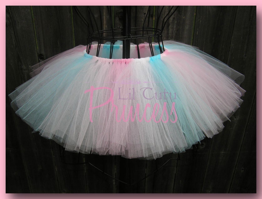 Abelena - White, Light Blue, Light Pink and Pink Tutu - Birthday Tutu - Available in Infant, Toddler, Girls, Teenager and Adult Sizes