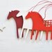 Wooden horse - set of 3 - folk decorations - gift tags