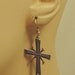 Vintage KIT CARSON Signed Sterling Silver Cross/Heart Pierced Dangle Earrings