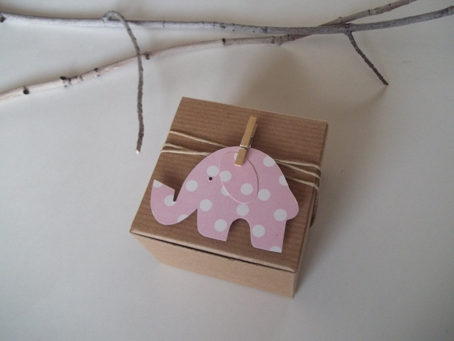 Elephant Baby Shower favor boxes 3x3x2 inch baby pink polka elephant