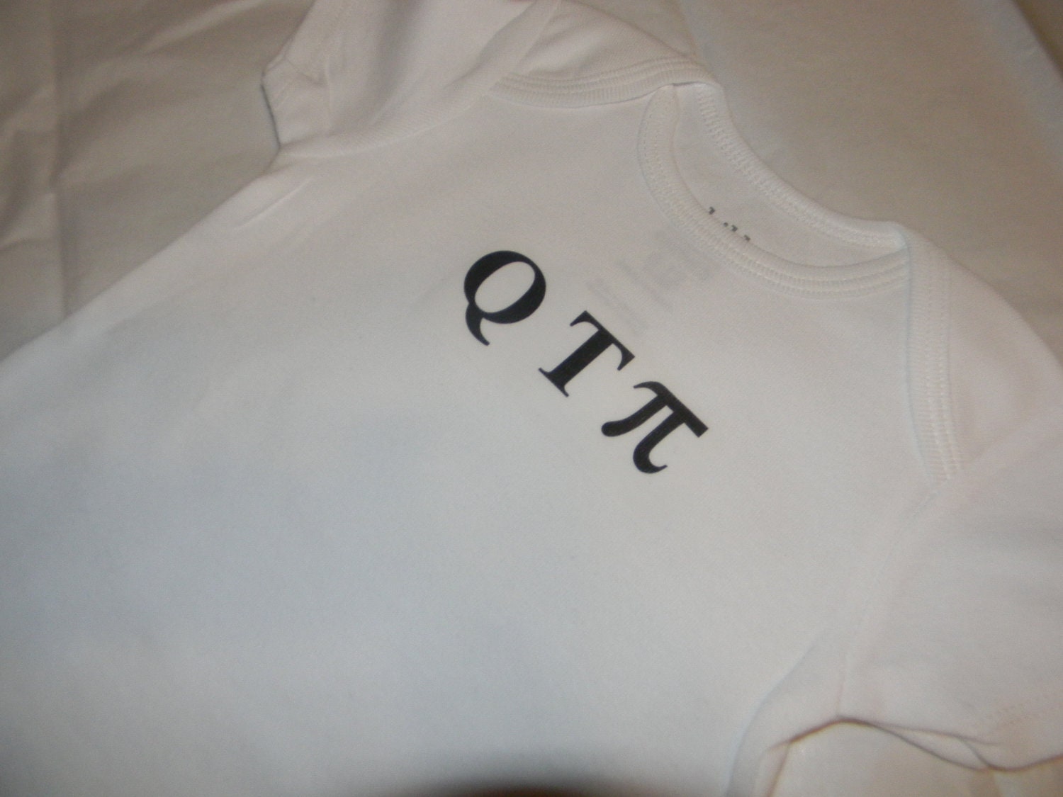 Q T Pi Baby Onesie. Baby Geek design. Can Be Customized By Size.