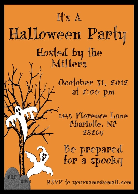 DIY Printable Halloween Invitation - Digital Design - Halloween Parties and Birthday